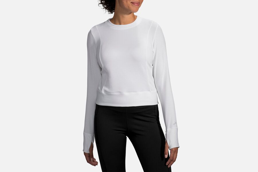 Brooks Women's Notch Thermal Long Sleeve Tops White ( XMQBU5026 )